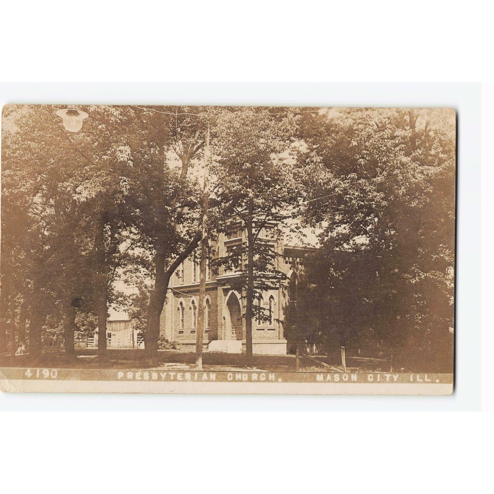 RPPC Presbyterian Church Mason City Illinois IL Mason County Real Photo